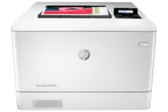 Imprimante HP Color LaserJet Pro M454dw, blanc, vue de face.
