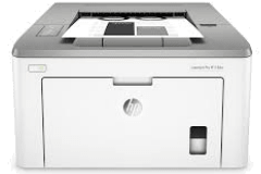 Imprimante HP LaserJet Pro M118dw, blanc / gris, vue de face.