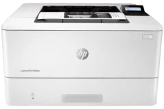 Imprimante HP LaserJet Pro M404dw, blanc /gris, vue de face.
