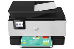  Imprimante HP OfficeJet Pro 9019, gris, vue de face.