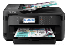 Imprimante Epson WorkForce WF-7715DWF, noir, vue de face.