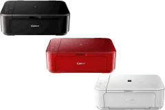 Imprimante Canon PIXMA MG3500, blanc / noir / rouge, vue de face.