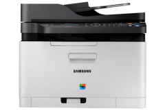 Imprimante Samsung Xpress C480FW, blanc / gris, vue de face.