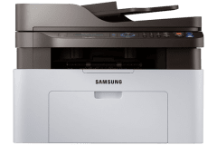 Imprimante Samsung Xpress M2070, blanc / gris, vue de face.
