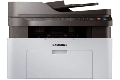 Imprimante Samsung Xpress M2070, blanc / gris, vue de face.