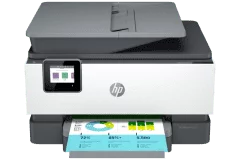Imprimante HP OfficeJet Pro 9012e, blanc / gris, vue de face