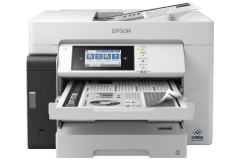 Imprimante Epson ET-M16680, blanc / noir, vue de face.