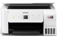 Imprimante Epson EcoTank ET-2826, blanc, vue de face.